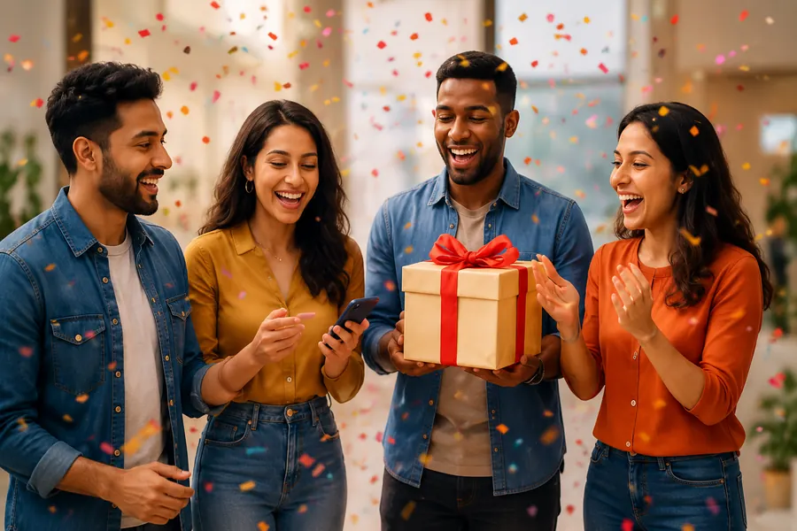 Customers celebrating a reward
