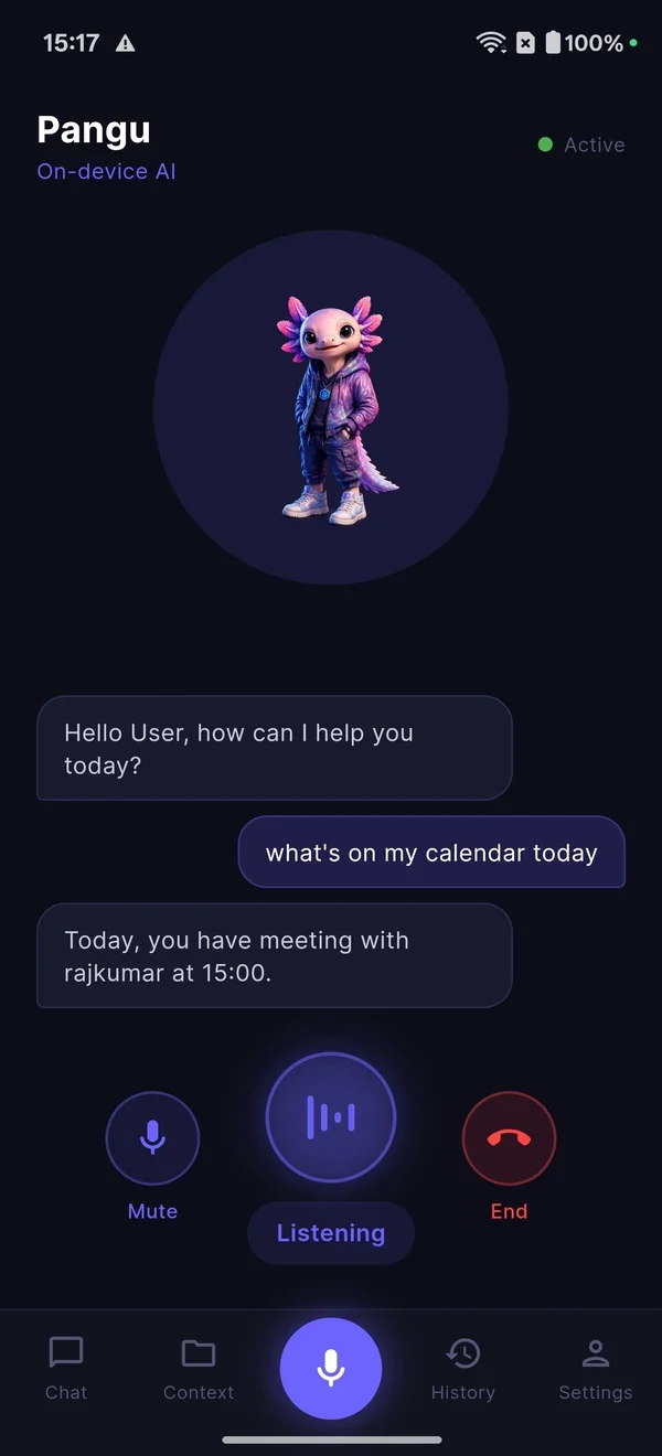 Pangu active voice call, listening mid-conversation